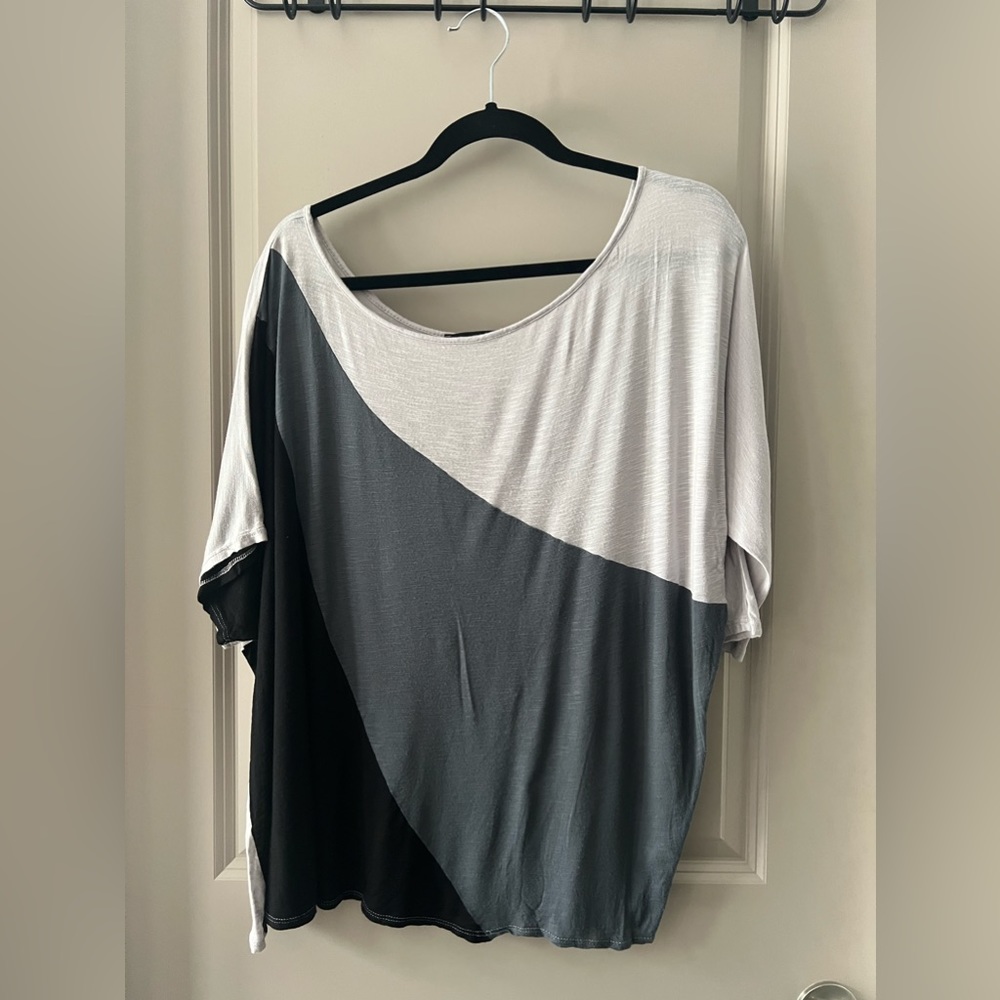 2/$10 half T-shirt half three-quarter length shirt with off shoulder neck line